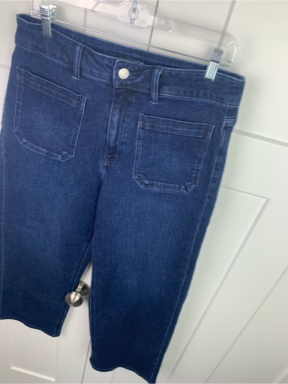 Quince Size 31 Bella Stretch Patch Pocket Wide Leg Jeans Ankle 26 In Dark Wash - Picture 4 of 11